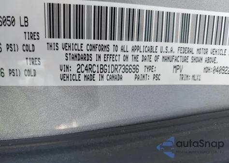 2013 Chrysler Town & Country Touring z USA, uszkodzony, nr VIN 2C4RC1BG1DR736696